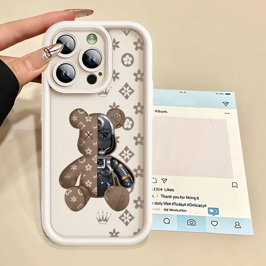 Casing Cangkang Lunak untuk iPhone 16e 14 + 11 14 12 15Pro 15 Plus 16 Pro Max 13 13Pro 16 + Mode Lucu Beruang Robert
