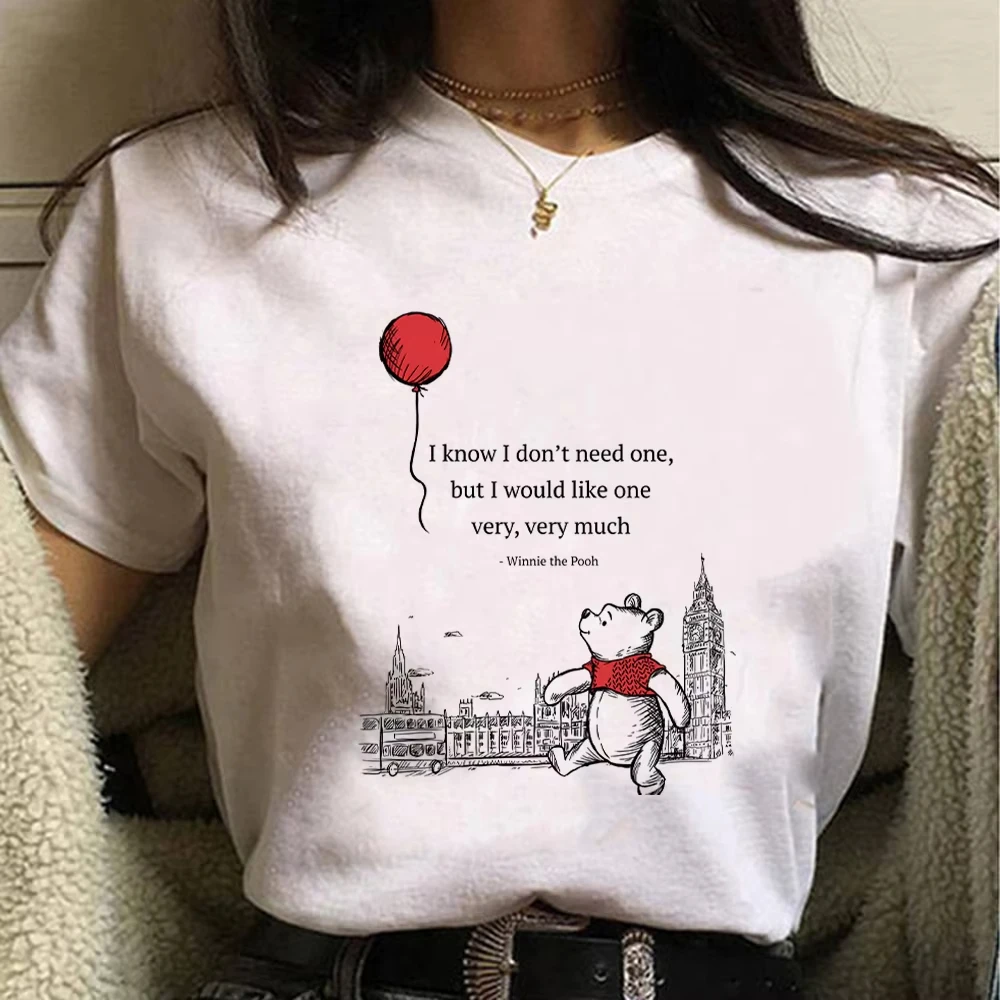 

Disney 2026 New Winnie The Pooh T-Shirt Cartoon Graphic Print Fashion Women's Crew Neck Loose Plus Size Short Sleeve T-Shirt