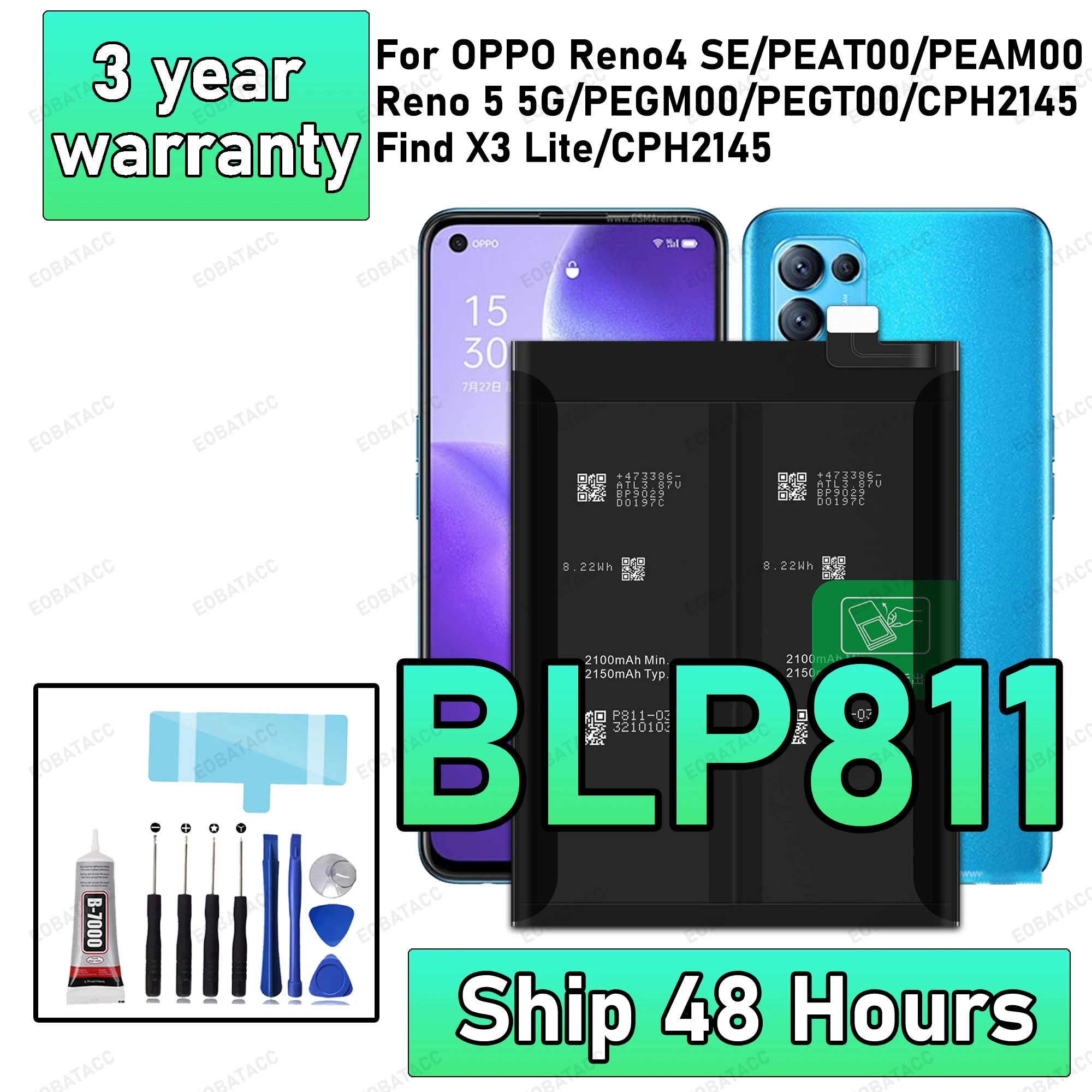 

Новый высококачественный аккумулятор BLP811 для OPPO Reno4 SE/PEAT00/PEAM00/Reno 5 5G/pegm00/Find X3 Lite/CPH2145, сменный аккумулятор