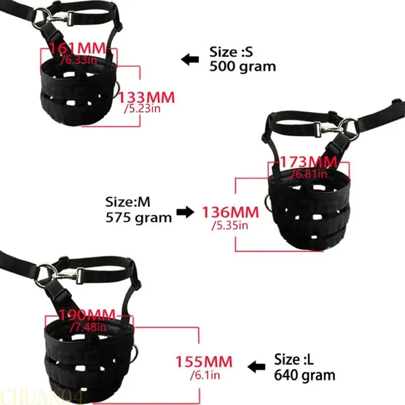 A1A2 كمامة رعي مهواة مع واقي الفم المرفق برسن الحصان المنفصل