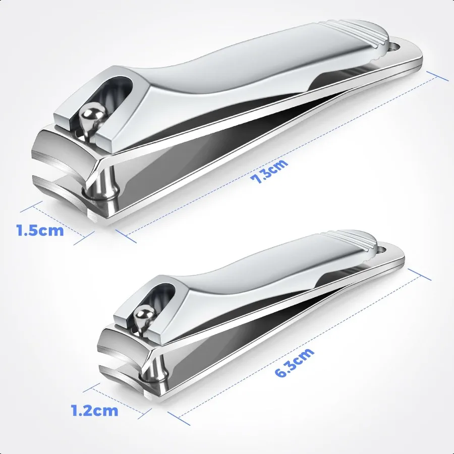 大人用爪切り2個セット、大小サイズ、男性女性用指爪・足爪用、ステンレス製、鋭利な爪切り