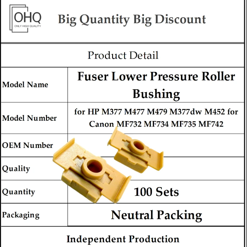 100X Fuser Lower Pressure Roller Bushing for HP M377 M477 M479 M377dw M452 for Canon MF732 MF734 MF735 MF742 Bouchon OHQ