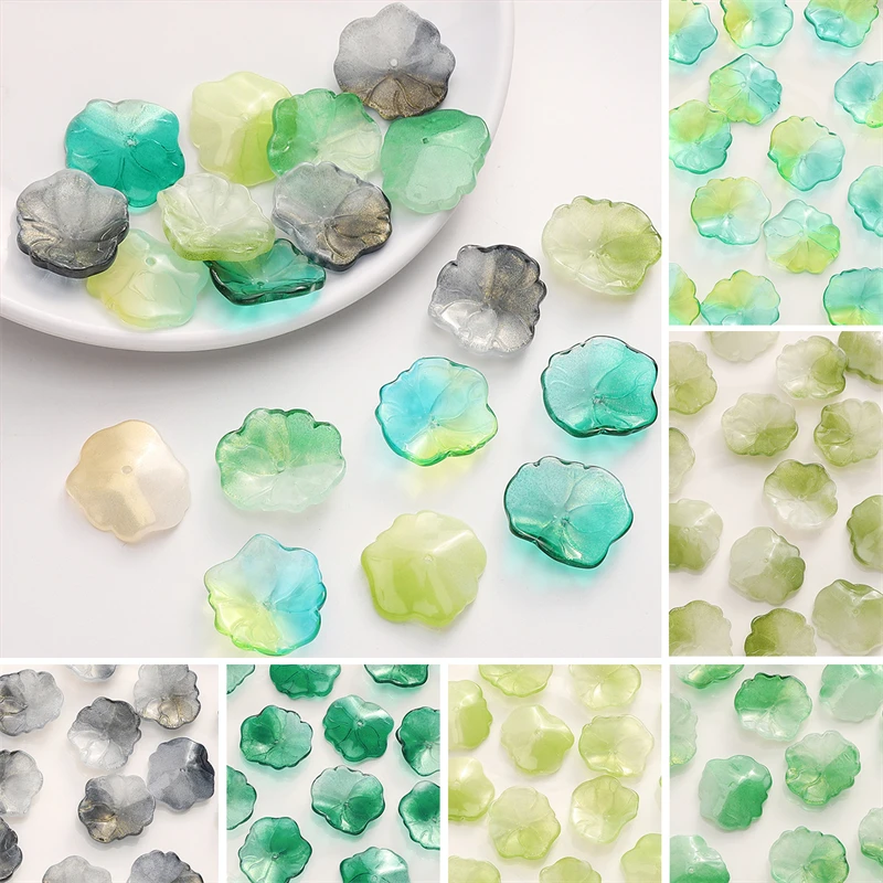 5pcs 22x25mm Glass Stereoscopic Decorative Border Lotus Leaf Beads 1mm Hole for DIY Making Bracelet Necklace Earring Accessories