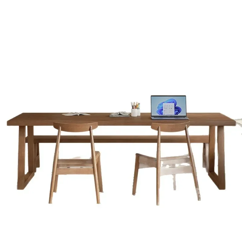 Nordic solid wood large desk simple double study table home desk living room long worktable computer table