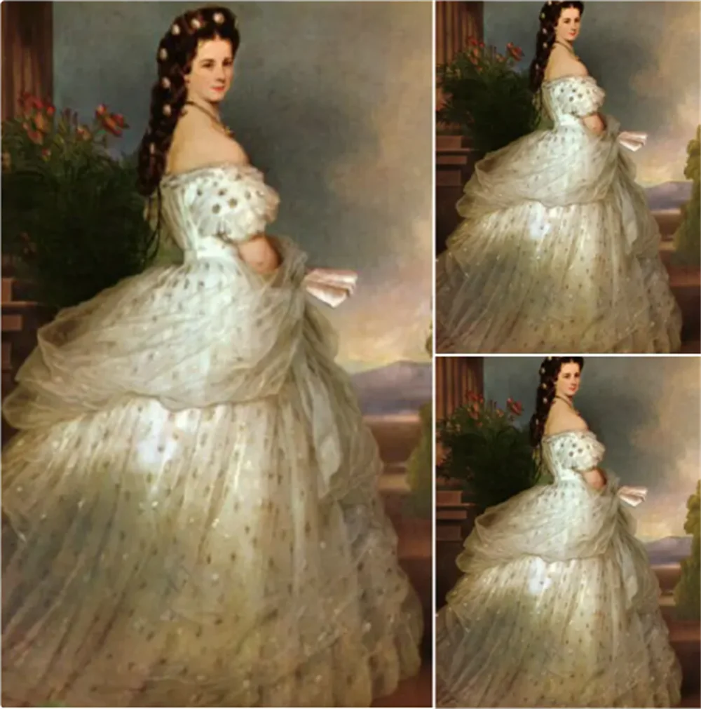 Empress Sisi Elisabeth of Austria Cosplay Dress 1860s Victorian Vintage Southern Belle Ball Gown Historical Queen Wedding Dress