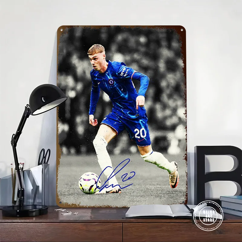 Cole Palmer Footballer Action Shot Personalized 3D Textured Metal Poster Wall Art Tinplate Sign for Room Decorating Interior