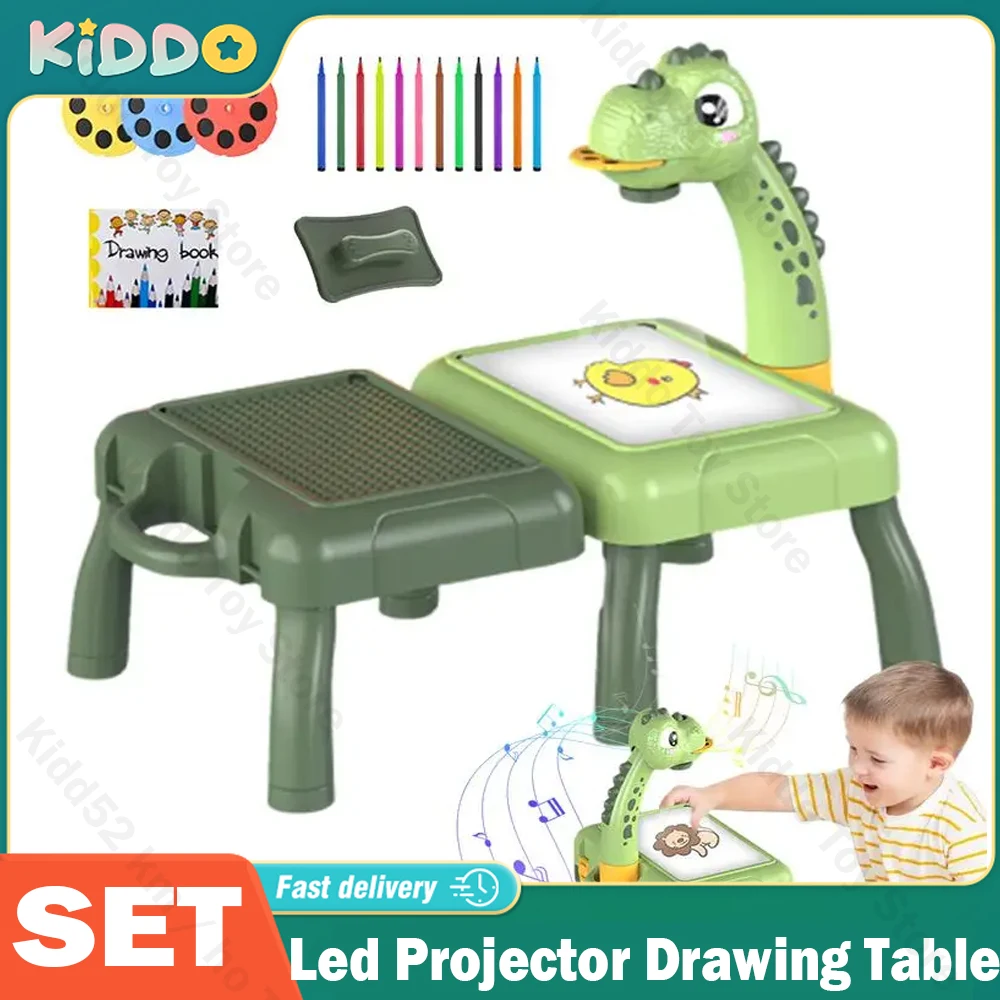 

Kids Early Education Led Projector Drawing Table Toys Children Arts Painting Board Desk Mini Doodle Whiteboard Girl Gifts