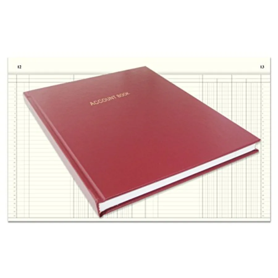 

Бухгалтерская книга/Журнал учета/Блокнот на 4 колонки, формат 8'' x 10'', обложка бордового цвета, прошитый переплет, твердый переплет (Mad)