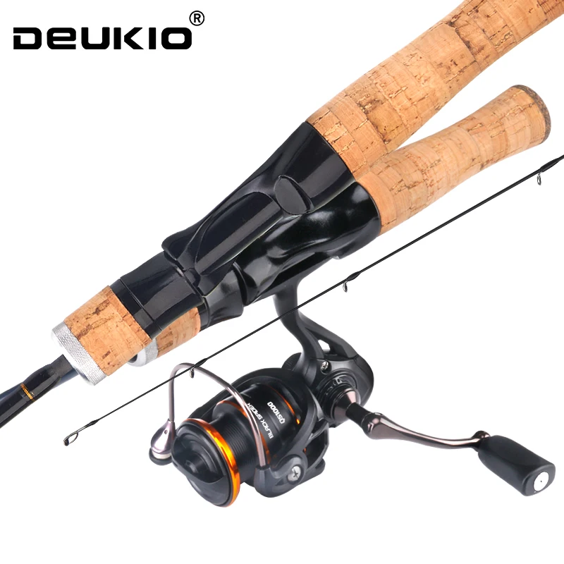 DEUKIO Spinning Fishing Reel and Rod Combo Set 1.8M Cork Handle 4 Sections Fishing Rod Mini Metal Spool Carp Reel