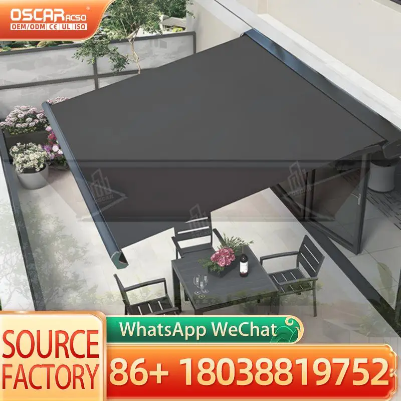 Retractable Arm Awning Remote Control for Door Window Balcony Luxury Aluminum Alloy Frame 70m Rain Canopy Heavy Duty Cassette De