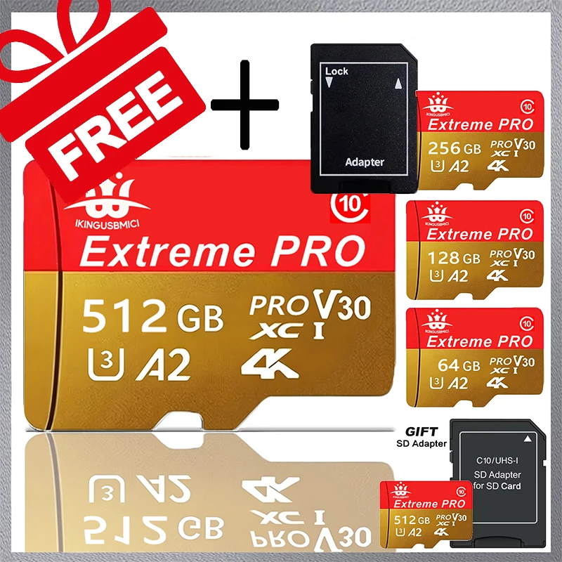 ウルトラマイクロTF SD/TFフラッシュメモリカード 512GB 256GB 128GB MicroSD U3 A2 TFフラッシュカード Xiaomi携帯電話、カメラ、タブレットPC用