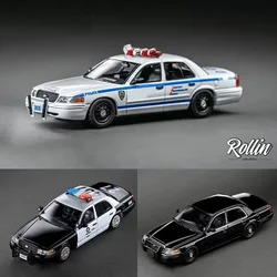 Rollin 1:64 Crown Victoria Police Patrol Car Diecast Diorama Model Collection Miniature Toys