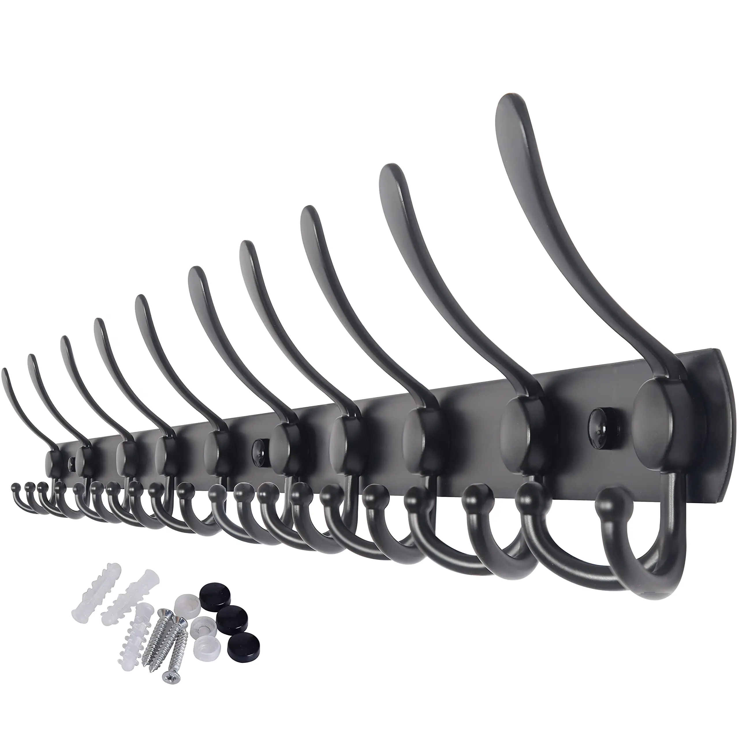 

Wall Mounted Coat Rack 37.6 Inch Long With 30 Hooks Black Heavy Duty Metal