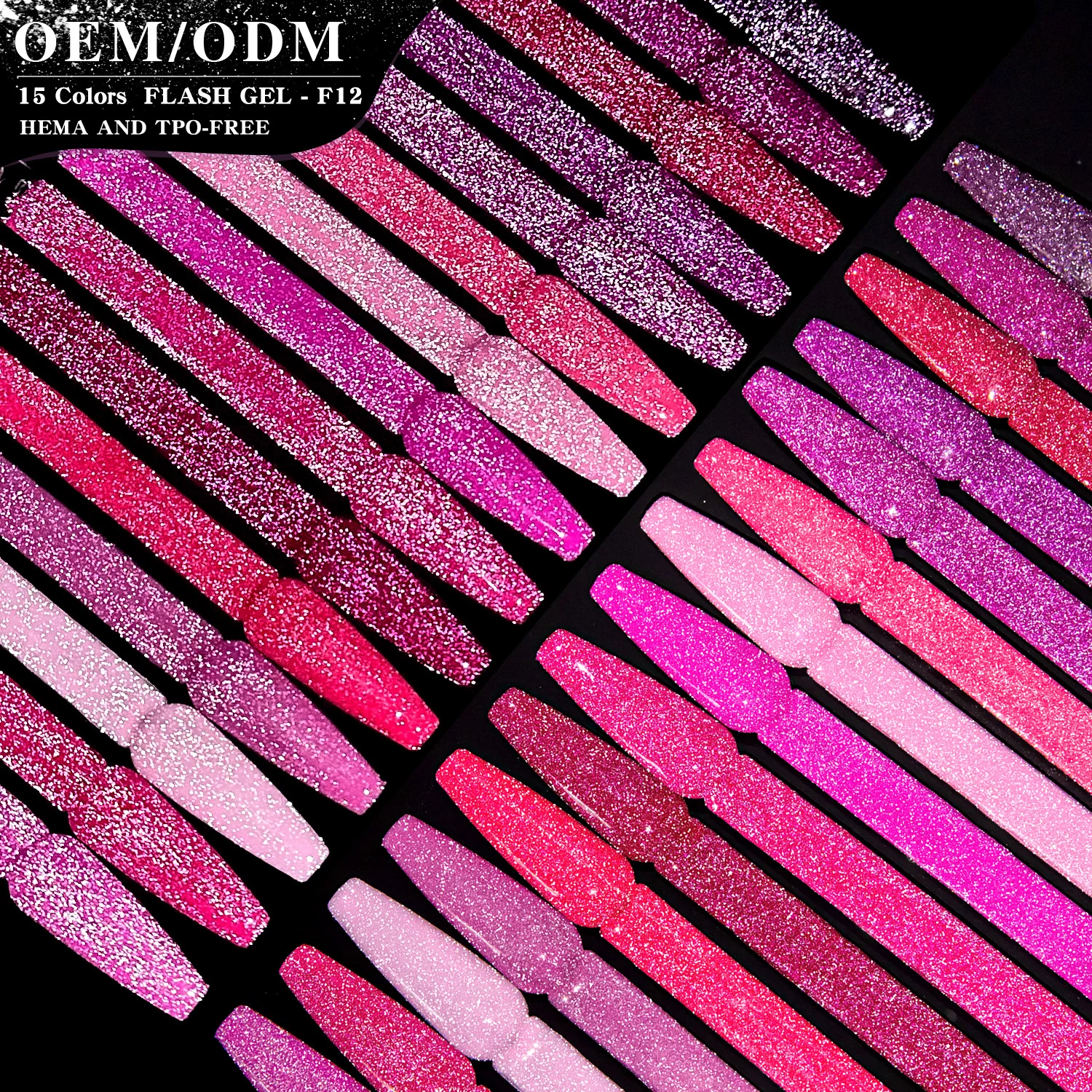 Vendeeni Super Sparkle 15colors Reflective Disco Gel Polish Collection FREE TPO HEMA OEM Disco Glitter Gel Nail Polish Supplies