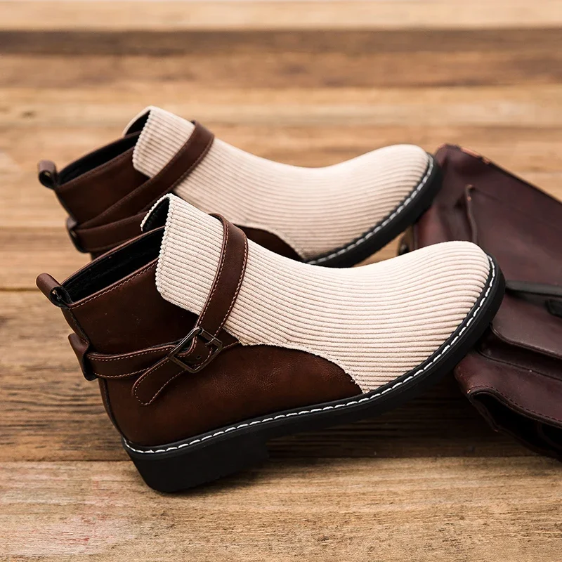 Botas cortas de estilo británico para hombre, botines hechos a mano de cuero informales de alta calidad, nuevos zapatos planos para caminar al aire libre de diseñador