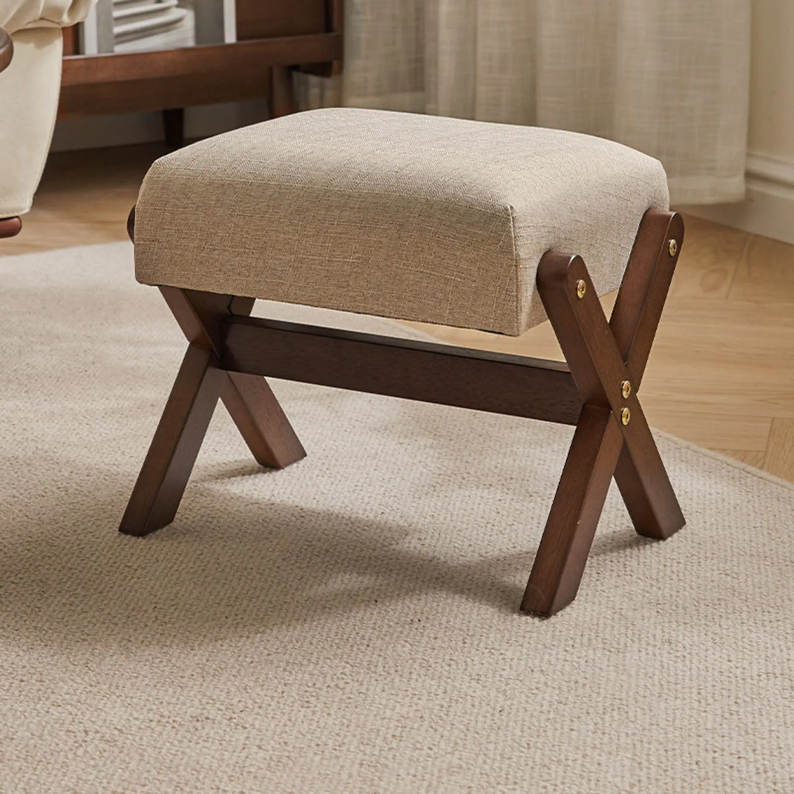Wood Footstool Step Stool Furniture Foot Rest Apartment Cute Leisure Stool Sitting Stool Home for Bedside Dressing Room Entryway