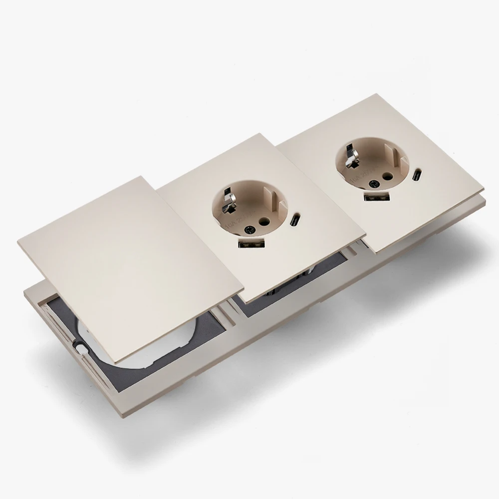 Skin Sensation USB A+C Wall Socket Button Light Switch Integrated Panel Skin Feel Paint Embedded Power Sockets DIY Combination