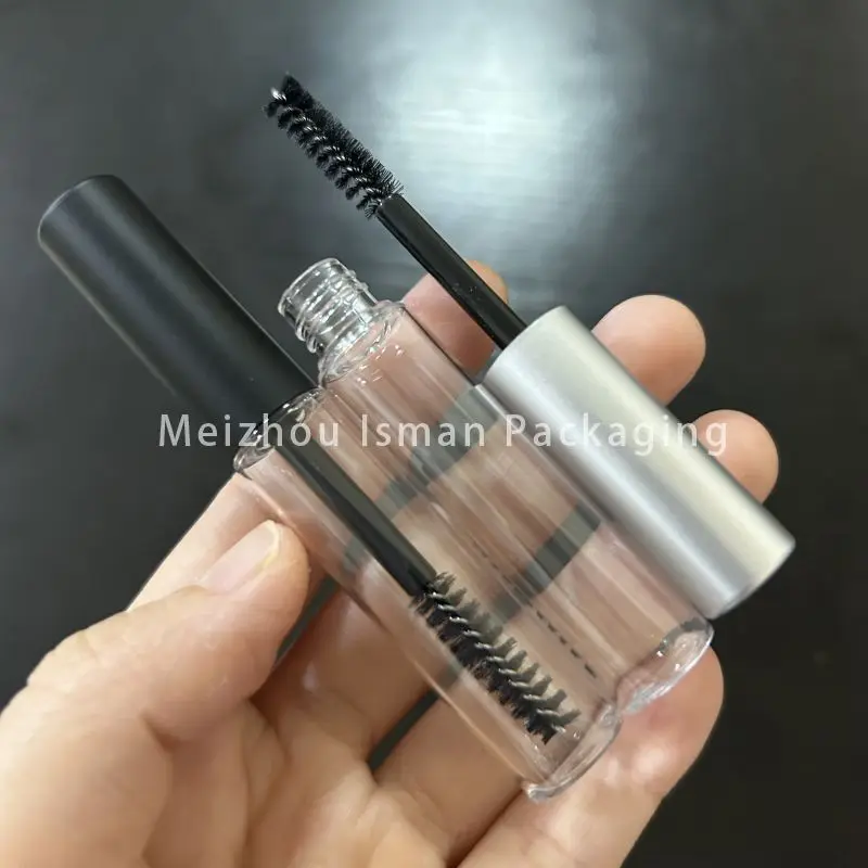 50 pezzi rotondo trasparente opaco nastro nero eyeliner contenitore mascara bacchetta tubi bottiglia di ciglia di lusso con pennello 4ml