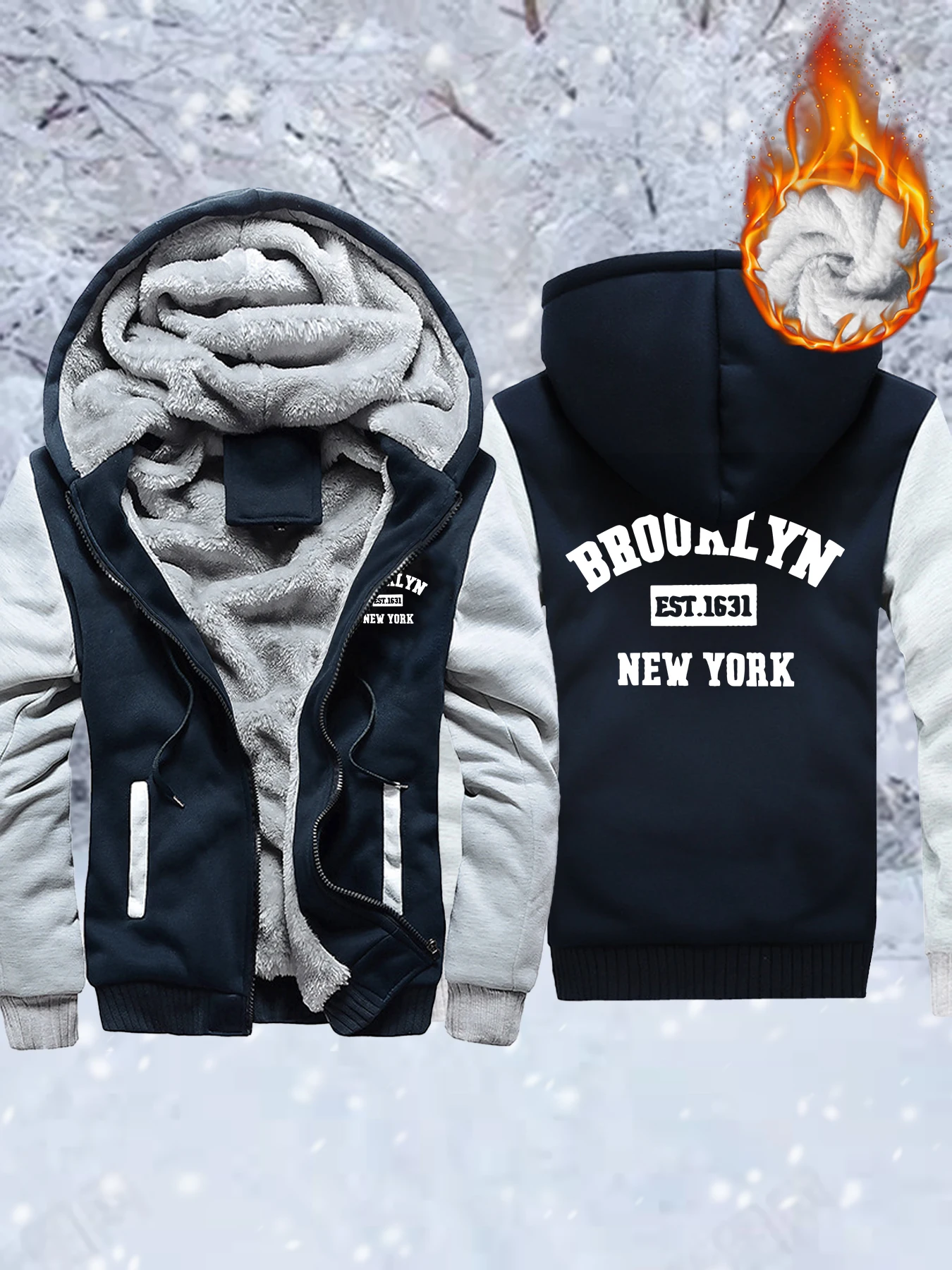 

New York Brooklyn Est 1631, утепленная куртка с принтом, мужские мягкие зимние свободные пальто, повседневная камуфляжная одежда, флисовая уличная одежда на молнии