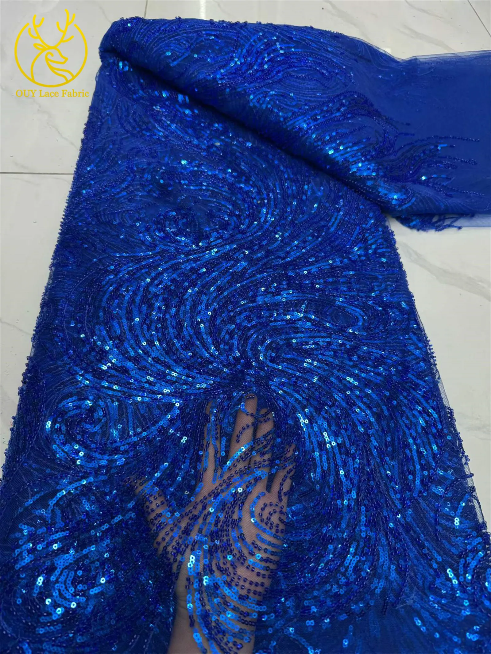 2026 Afrikanischer Perlen-Tüll-Spitzenstoff, 5 Yards, grün, hochwertige französische nigerianische Pailletten-Spitze für Party- und Abendkleider zum Nähen – Detail 22