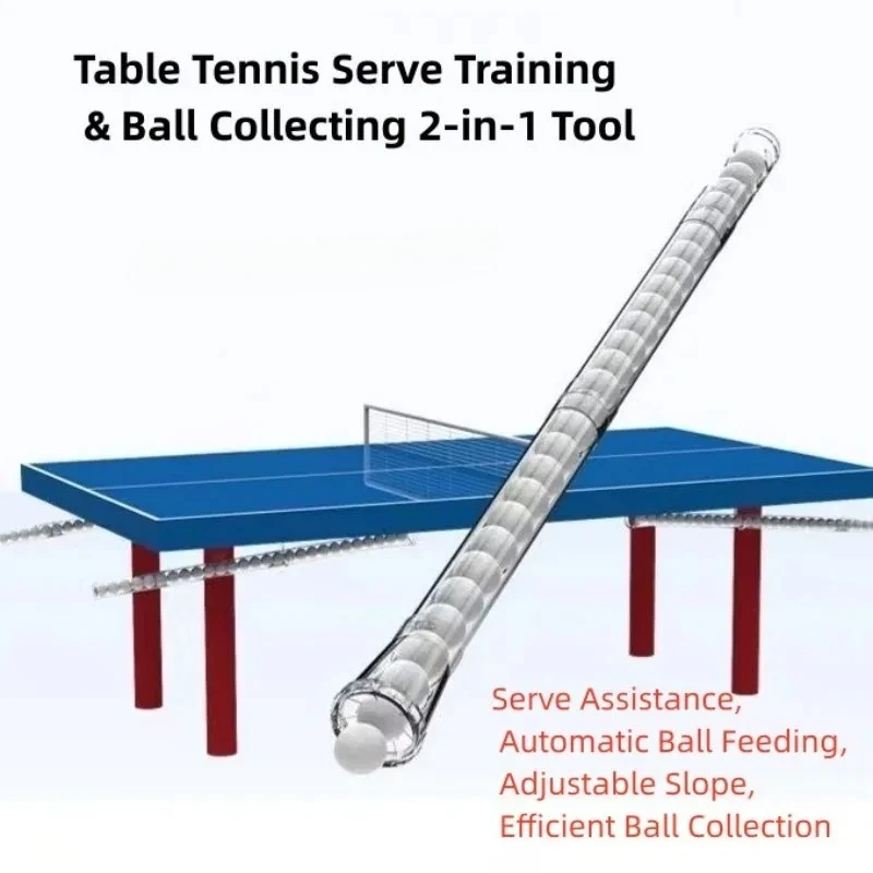 2 in 1 Table Tennis Serve Trainer & Ball Collector Adjustable Slope Under Table Mount PVC Accessory