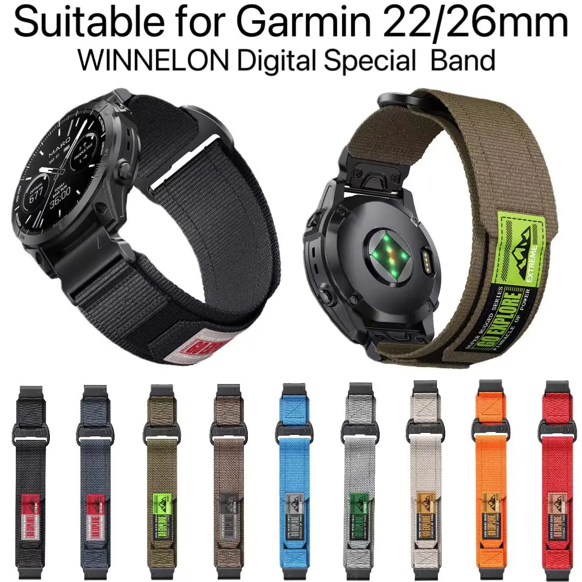 

Quick Fit Nylon Strap for Garmin Watch Fenix 8 8X 7 7X 6X Pro/Epix Pro Gen 2 51mm 47mm/Fenix6 5Plus 5XPlus 22mm 26mm Braided Wat