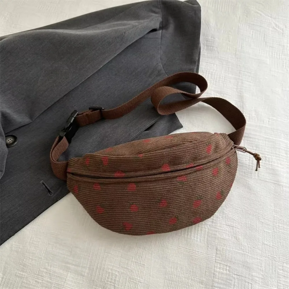 Fashion Strawberry Waist Bag Multiple Pockets Adjustable Strap Chest Bag Casual Cartoon Sling Bag Outdoor