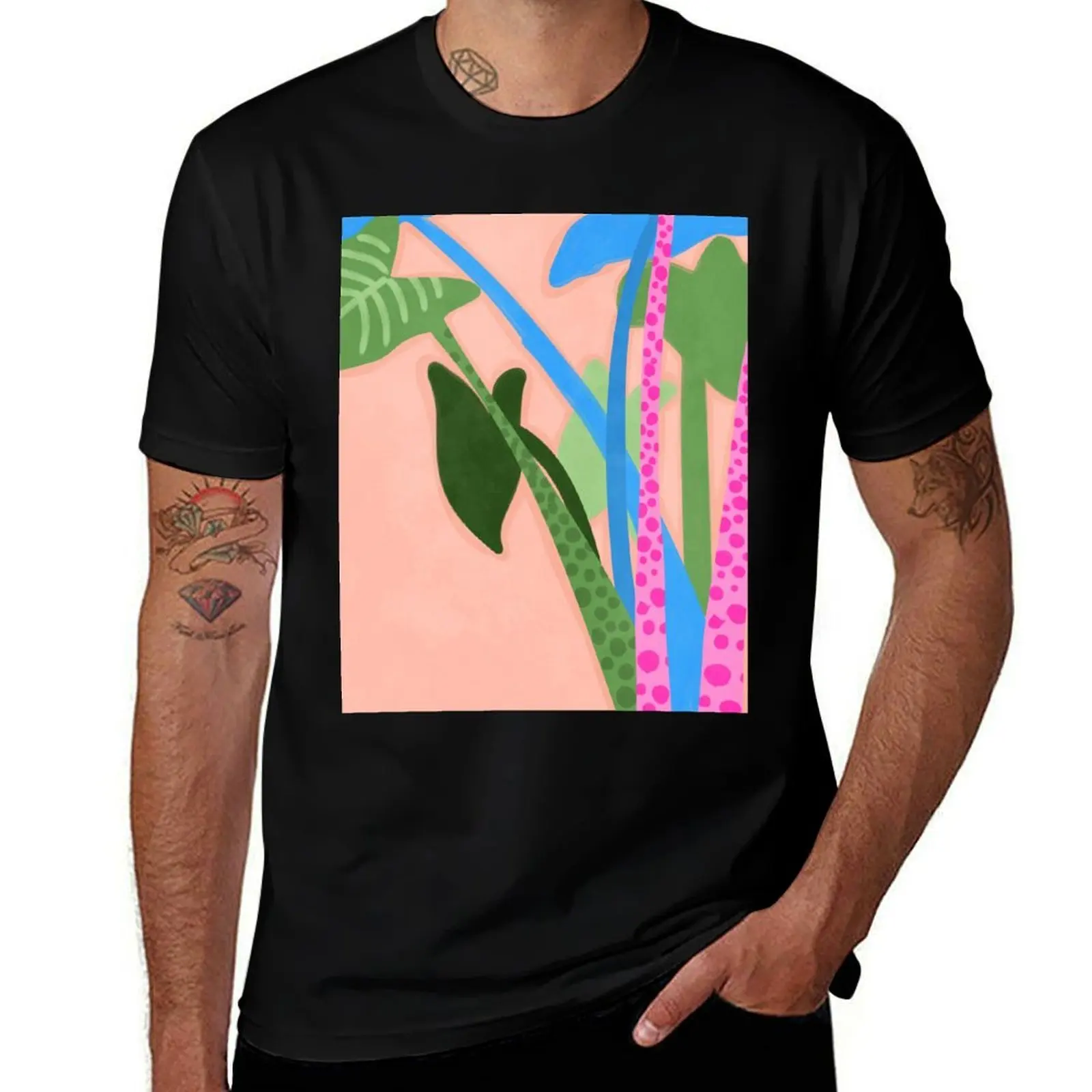 

Stem Squad, Green Leaves and Colorful Stems on a Warm Background T-Shirt vintage t shirts Funny t-shirts funny t shirts men