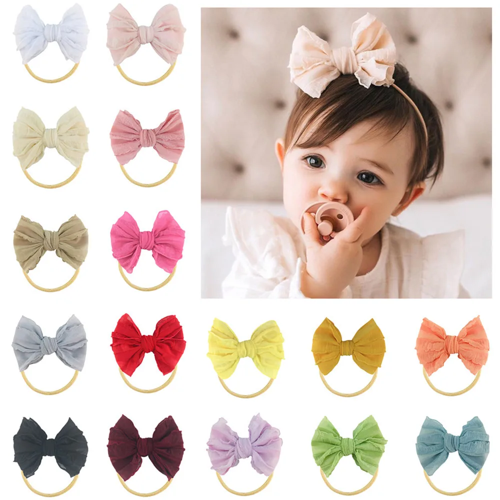 

150 Pcs Wholesale Lace Bow Headband Baby Soft Nylon Headband Baby Headgear
