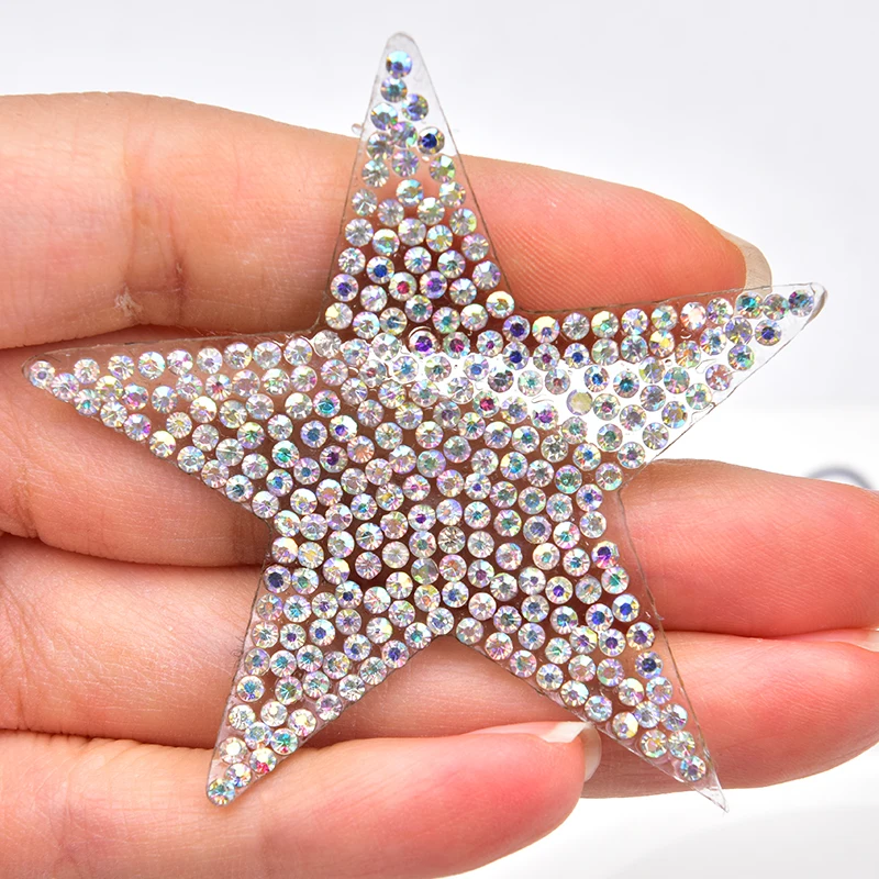 25Pcs Different Pattern Hot Fix Rhinestone Lips Star Heart Motif Iron on Transfer Applique Patches DIY Clothing Trim Decoration image 4