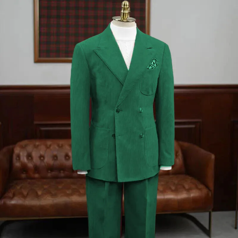 

Corduroy Man Suit 2-piece set autumn winter Men's Business Suit Set Man plus size custom suit Man Daily office attire