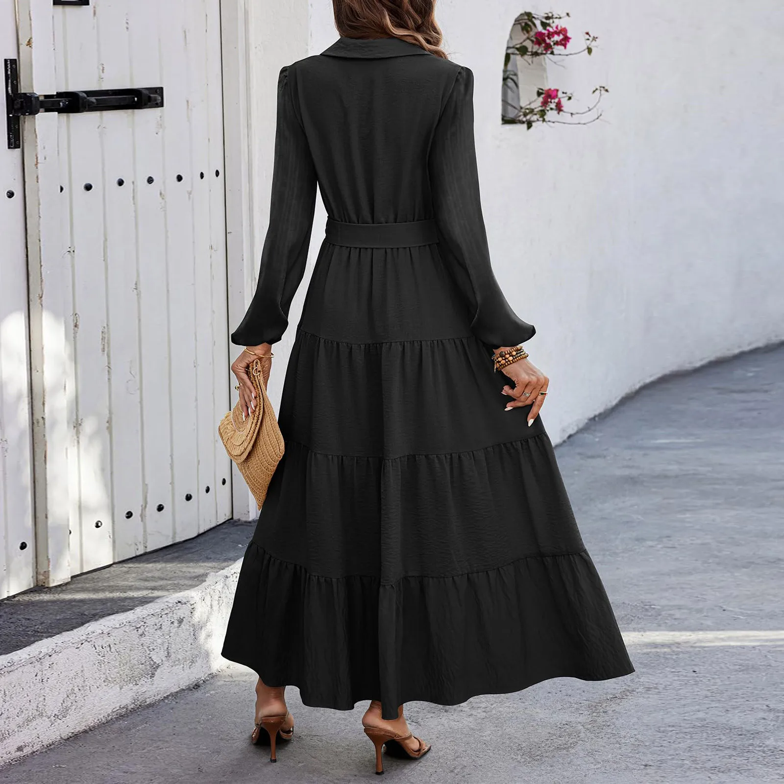 Summer Women\'s Elegant Dress New Fashion Casual Short Sleeve O-Neck Solid Color Retro Cotton Comfortable Loose Pocket Long Dress