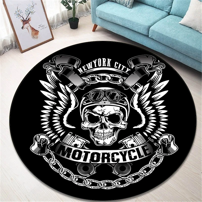 Skull Art Printed Round Carpet for Living Room Mat for Children Floor Rug Yoga Mat Bedroom E-sports Chair Non Slip Round Mats