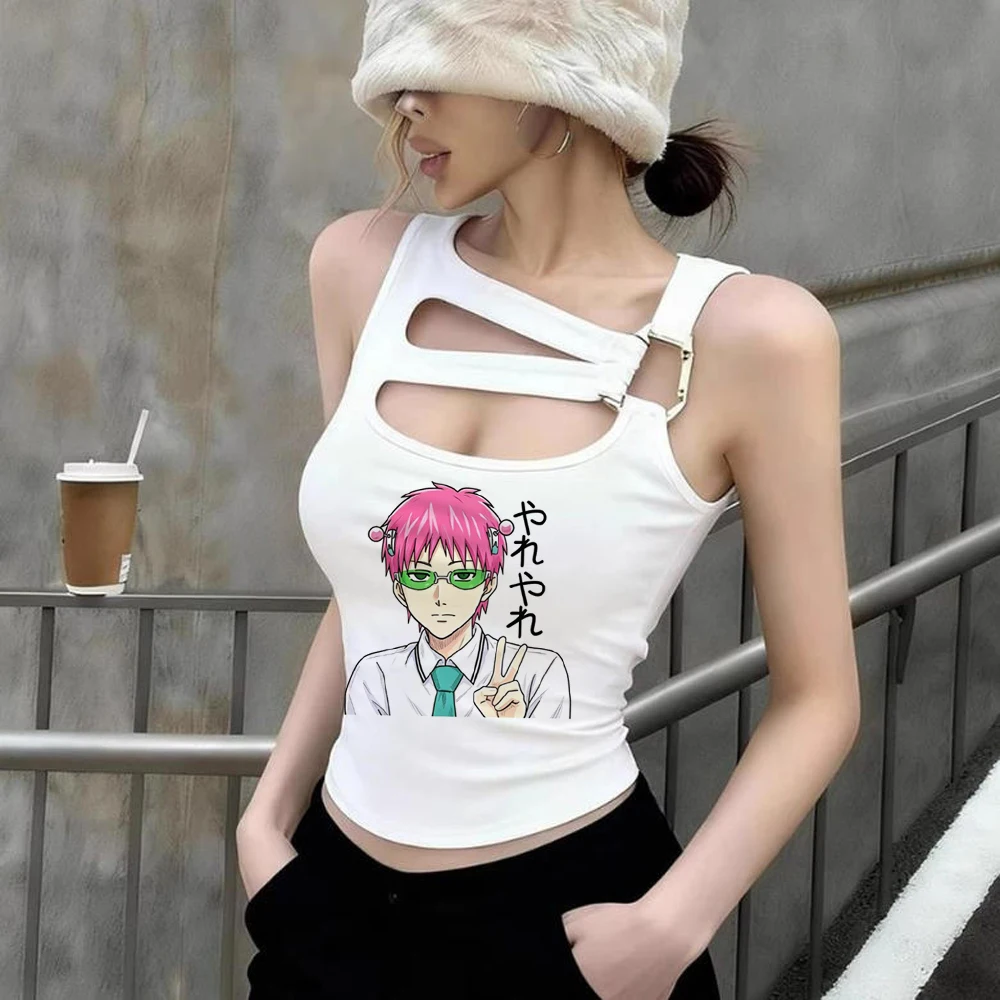 Saiki k cropped top female 2000s meme dollette japan top tees gothic gyaru meme alternative