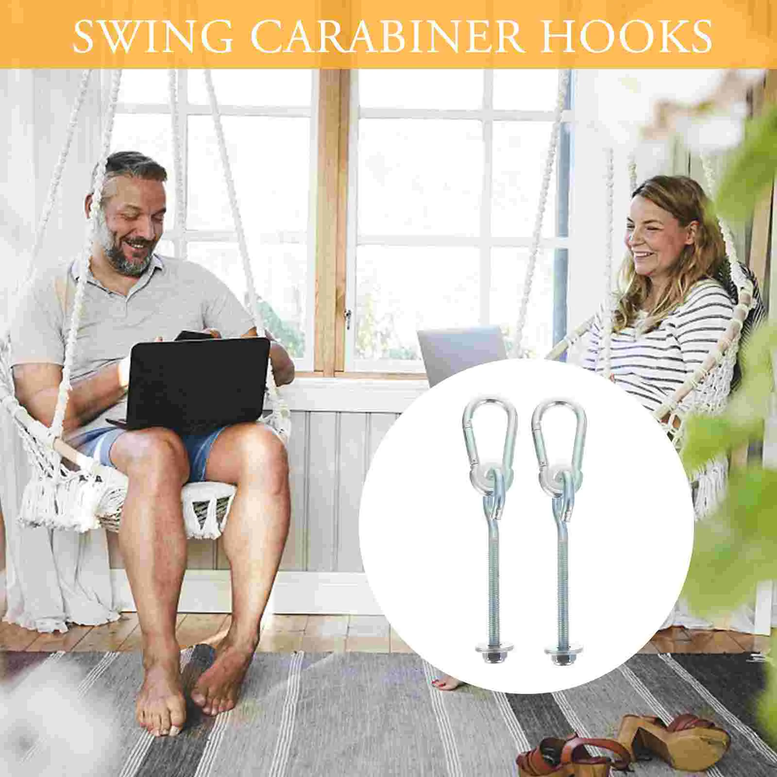 Swing Connector Strong Loading Capacity Hooks Hammock Hanging Kit Not Easy Deform Chair Galvanized Material Heavy Duty Hangers