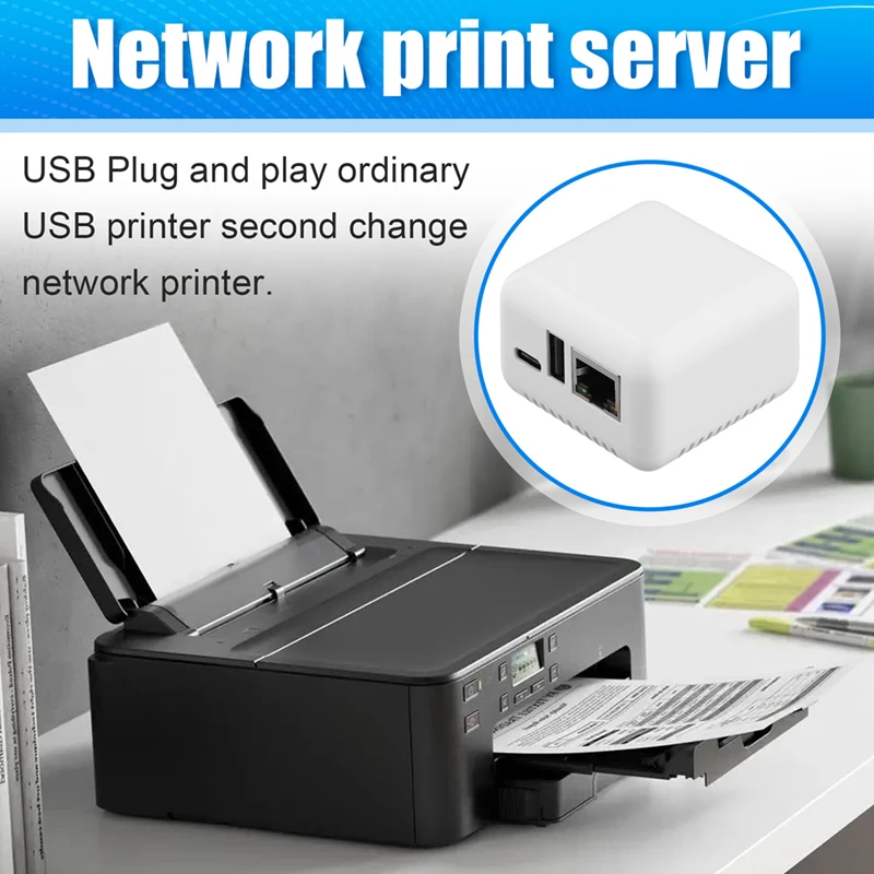 ABJI-P330 Mini Server di stampa Connessione via cavo USB 2.0 Stampa facile, Mini Server di stampa per stampa su cloud NP330