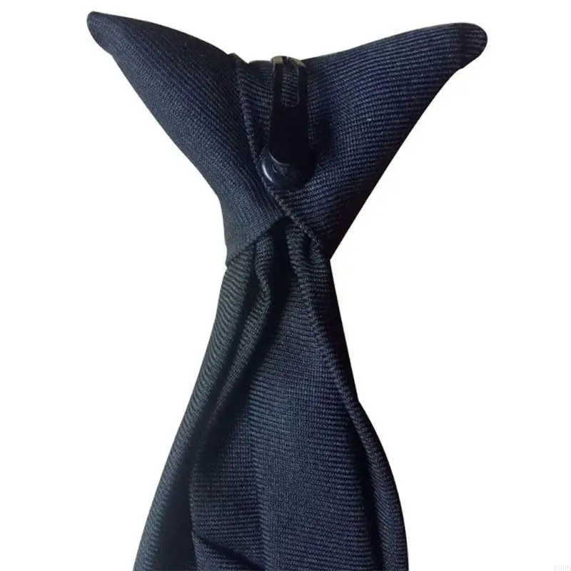 P88B 50x8cm Mens Uniform Solid Black Color Imitation Silk Clip-On Pre-Tied Neck Ties