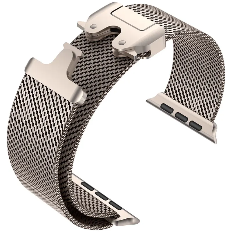 Titanium Official 1:1Strap For Apple watch Ultra Band 49mm S10 46mm 42mm 45mm 44mm Milanese bracelet iWatch 10 9 8 7 6 5 SE 4 3