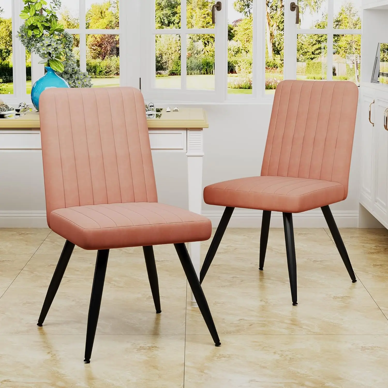 

Aklaus Velvet Dining Chairs Set Of 2,Upholstered Kitchen Dining Room Chairs,Modern Armless Side Chairs With Soft Seat Accent