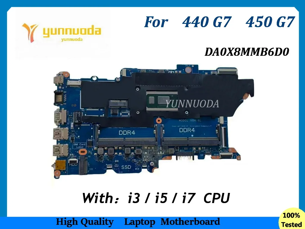 DA0X8MMB6D0  For HP ProBook 440 G7 450 G7 Laptop Motherboard  with  I3 I5 I7 10th Gen  CPU  DDR4  L78085-601 L78083-601 100% okl