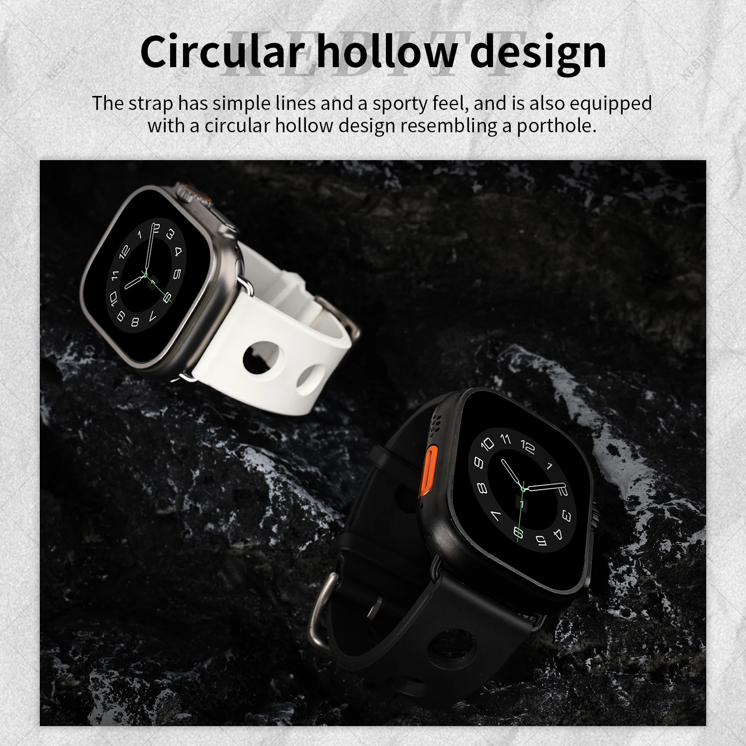 Kebitt Scub' H Diving Watch Band Compatible with Bracelet Apple Watch Series11 10 9 8 7 6 5 4 Se 3 Ultra3 Fluoroelastomer Strap