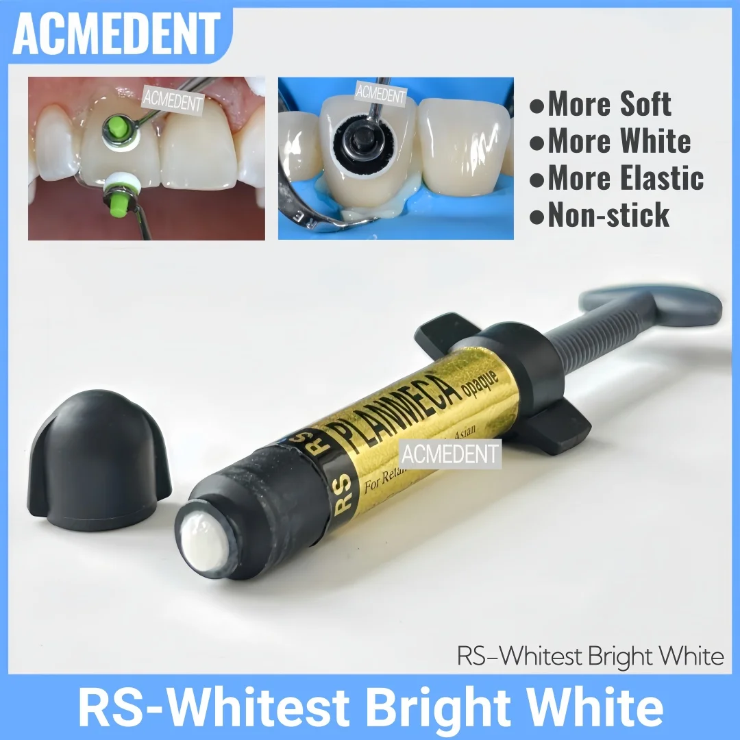 

RS Dental Whitest Bright White Light Cure Composite Resin Veneer Whitening Teeth Restoration New Update More Soft 4.5g/Syringe
