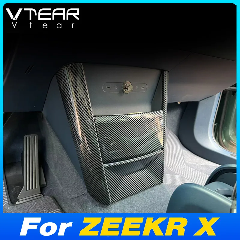 Vtear Car Central Control Panel Cover Interior Front Armrest Box Stickers Decoration Molding Accessories For ZEEKR X ME YOU 2024