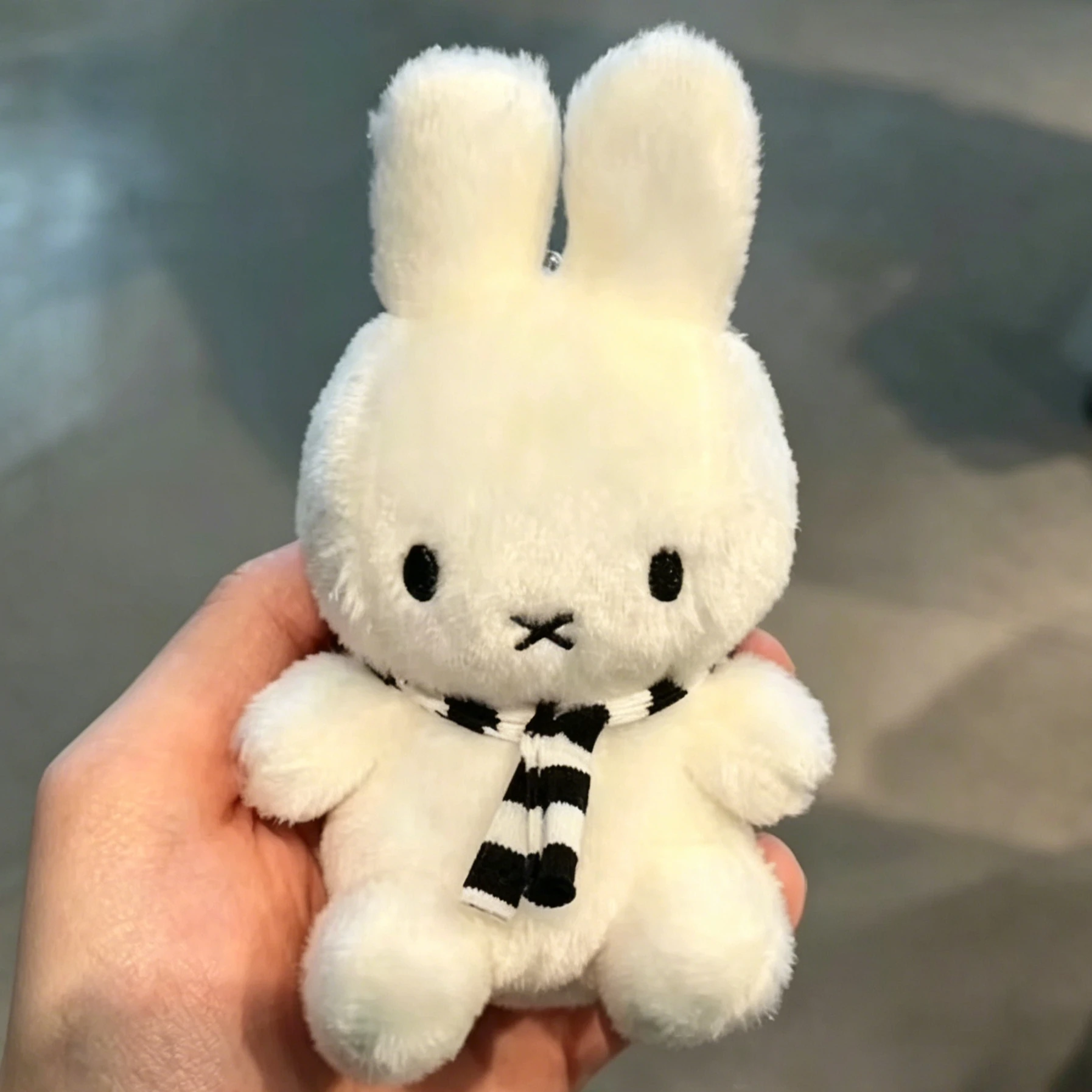 New Miffy Black and White Striped Scarf Hanging Cute Doll Cute Mini Figure Doll Pendant Christmas Gift for fan packaging decorat