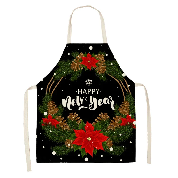 Christmas Decoration Red Sleeveless Apron Cotton and Linen Kitchen Apron Men and Women Home Cooking Roasted Waist Bib Блейзеры