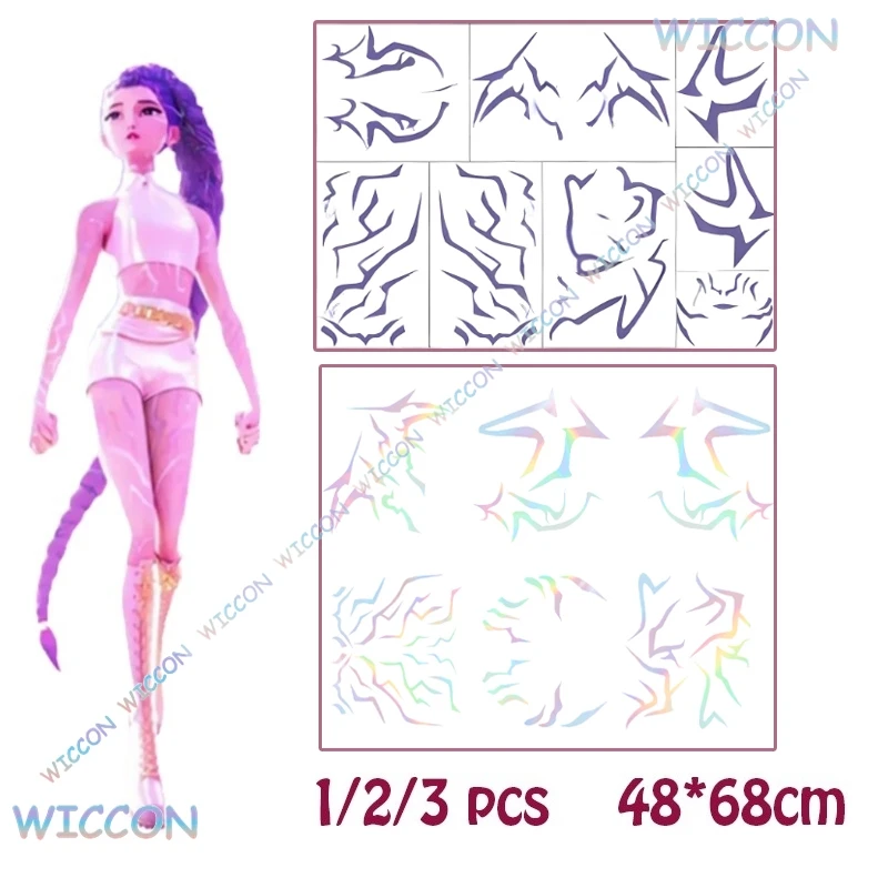 Kpop démon Cosplay chasseurs Rumi Cosplay Rumi visage tatouage autocollants 48x68 cm bras taille cuisses autocollant poitrine femmes fête Roleplay