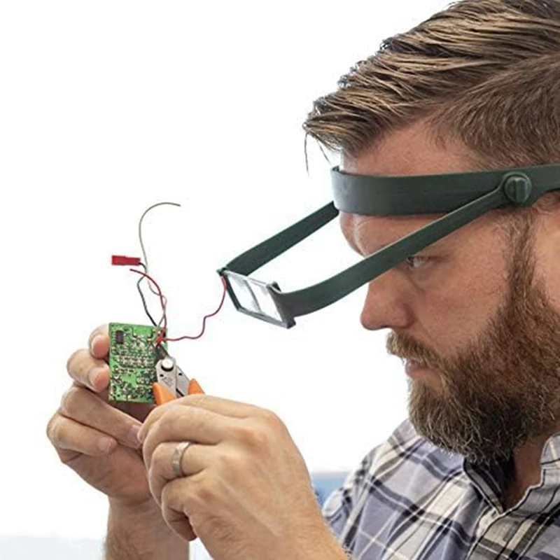 Slimline Headband Magnifier With 4 Lenses, Assisted Repair Of Head-Mounted Reading Magnifying Glass Durable