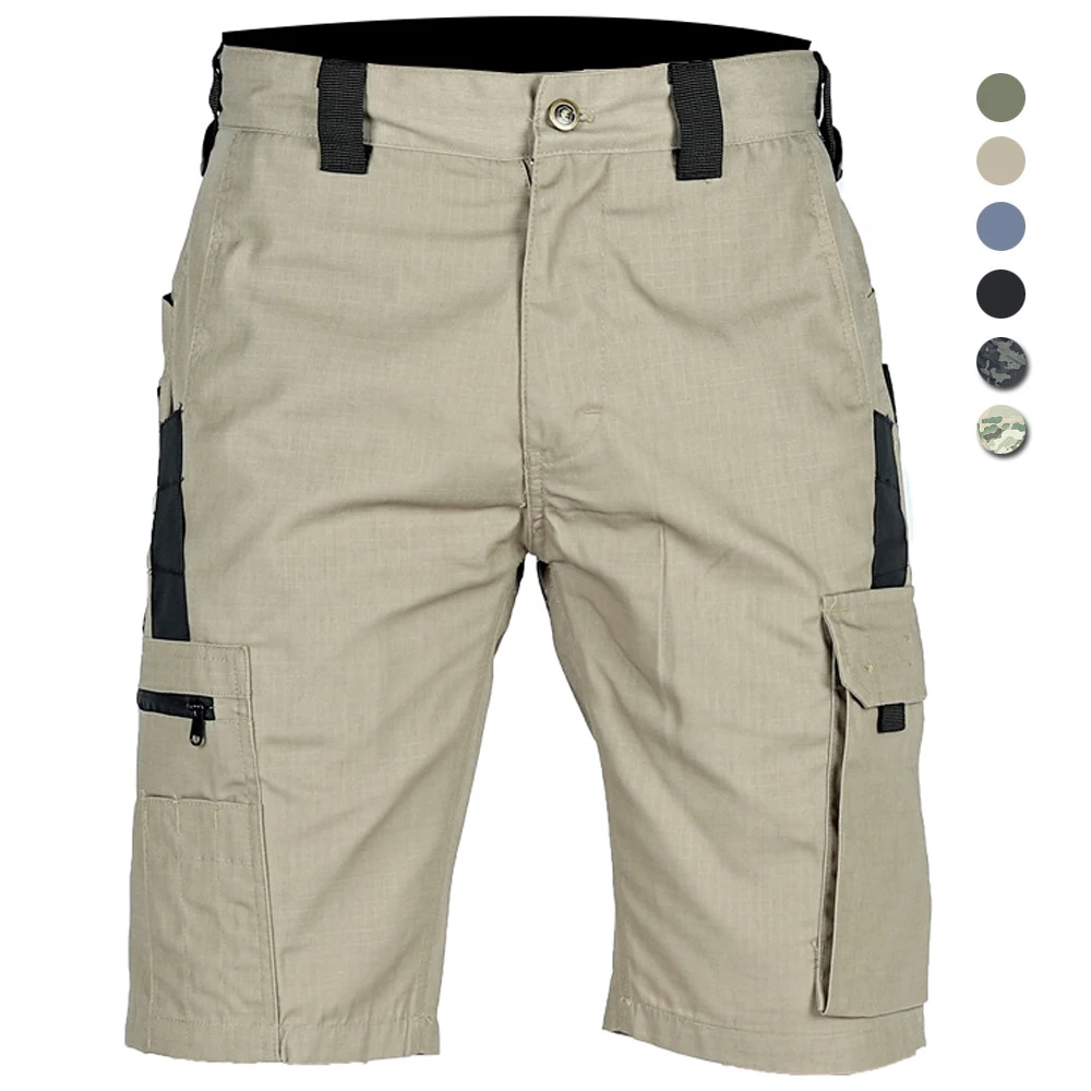 Tactical Shorts Summer Men  Short Pants Outdoor Waterproof Multi-pocket Bermudas Camo Ripstop Cargo Cropped Trousers Zip