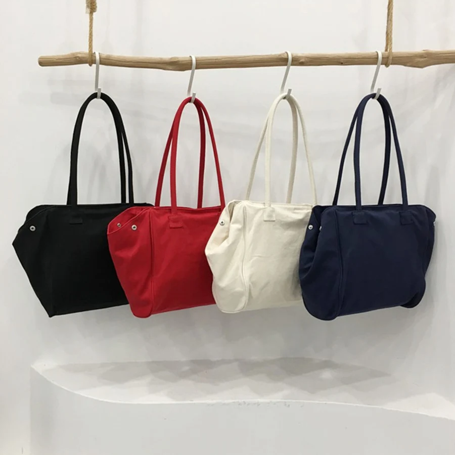

Casual Large Capacity Canvas Tote Bags For Women Solid Color Purse Handbag New Underarm Shoulder Bags Zip Sports Fitness Bag Sac