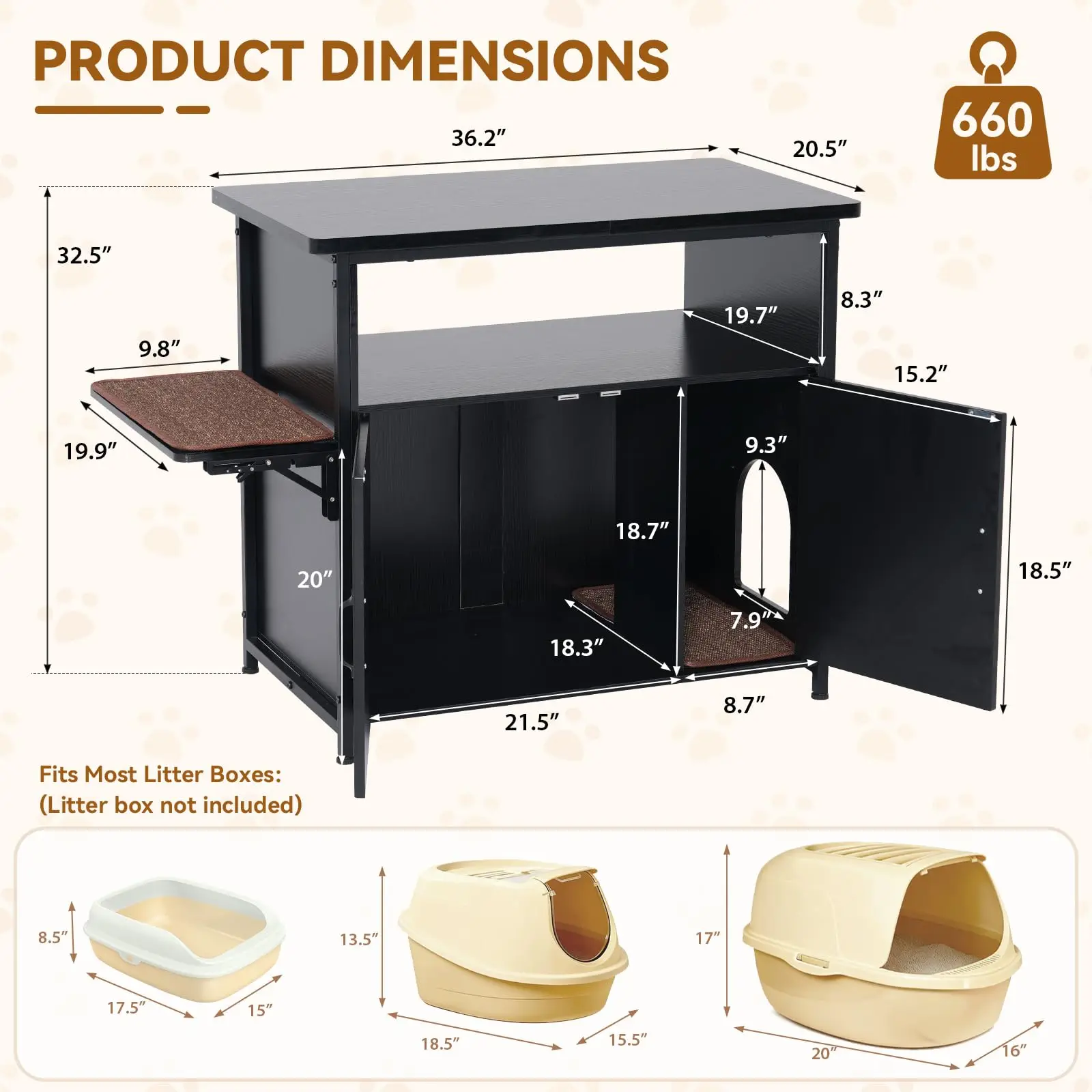 40-50 Gallon Fish Tank Stand, Aquarium Stand, Black